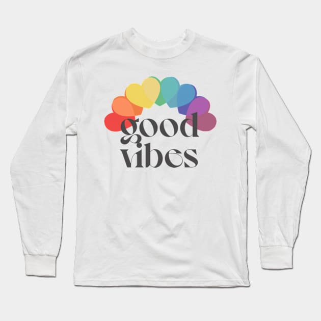 Good Vibes / / Rainbow Heart Design Long Sleeve T-Shirt by DankFutura